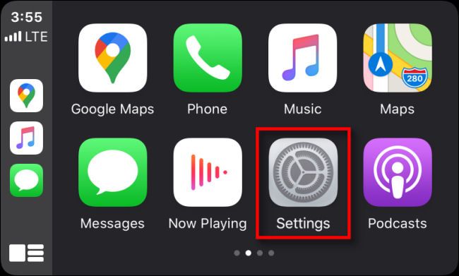 Tap the "Settings" app in the Apple CarPlay interface.
