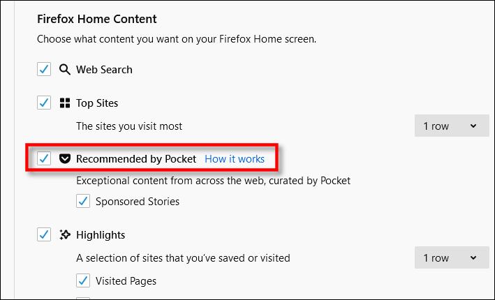 Uncheck "Recommended by Pocket" in Firefox Options.