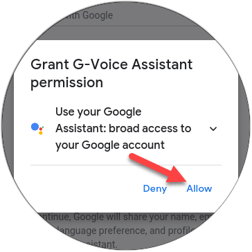 Tap &quot;Allow&quot; to grant the app permission to use Google Assistant.