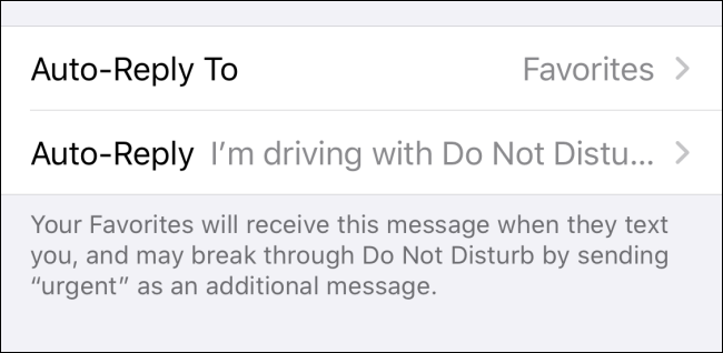 "Auto-Reply" options in iPhone "Do Not Disturb" Settings.