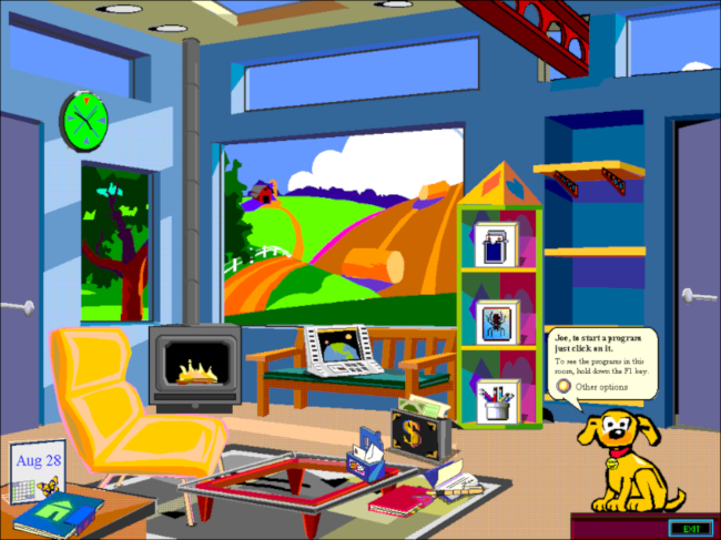 A Microsoft Bob kid's room desktop.