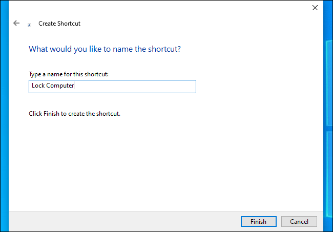 Naming a Windows shortcut &quot;Lock Computer.&quot;