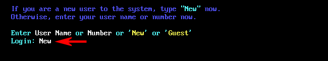On The Cave BBS, type "New" at the login prompt and hit Enter.