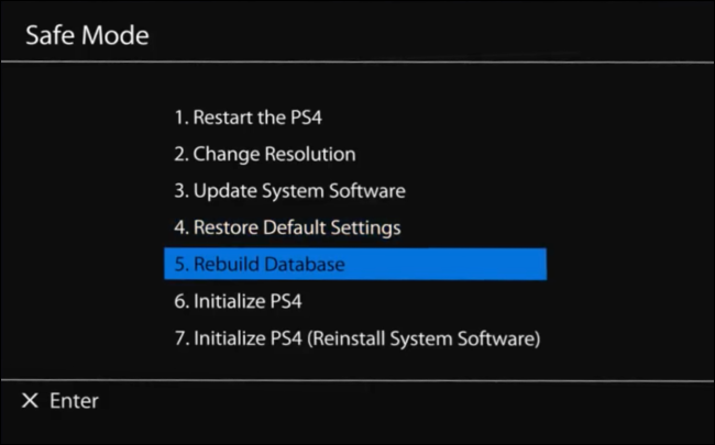 Rebuild PS4 Database in Safe Mode