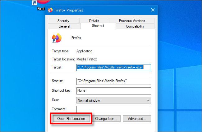 To find an application's EXE file, right-click a shortcut and click 