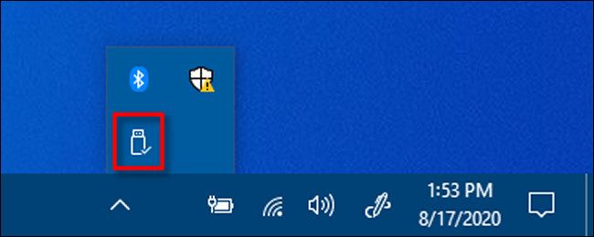 Right-click the Safely Remove Hardware icon in Windows 10.