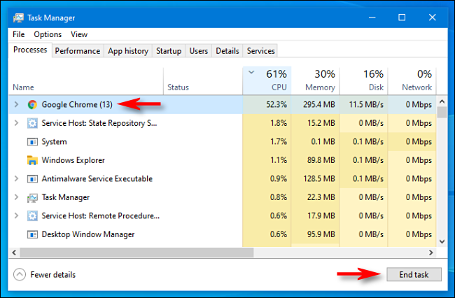 Select the process in Task Manager and click 