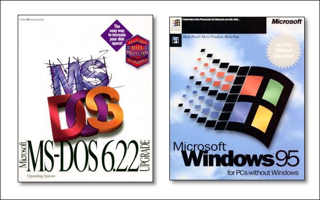 Microsoft MS-DOS 6.22 Box art and Windows 95 Box Art