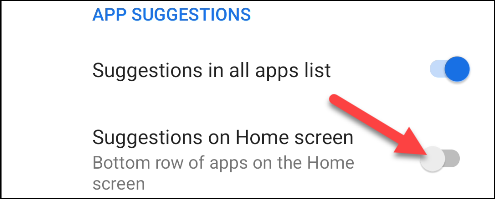 disable suggestions on home screen