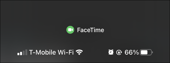 The iPhone Control Center saying FaceTime is using the camera.