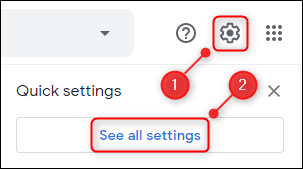 The Settings cog and the &quot;See all settings&quot; button.