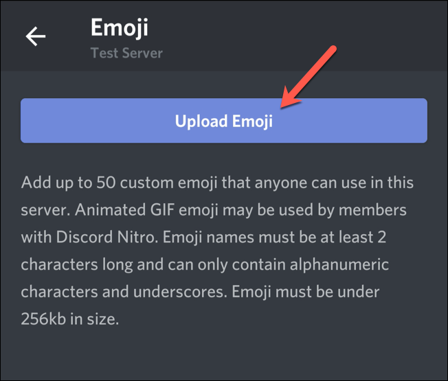 Tap &quot;Upload Emoji.&quot;