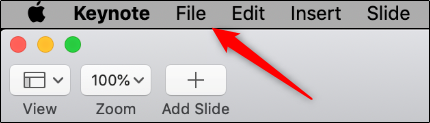 File tab in Keynote