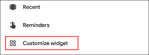 Select "Customize Widget" from the menu.
