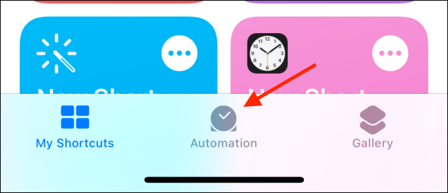 Go to the Automation tab in Shortcuts