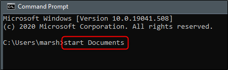 Open documents folder command