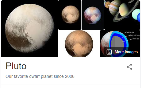 Pluto phrase in Google Search