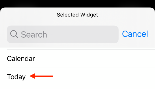 Select The Today Widget from Widgeridoo