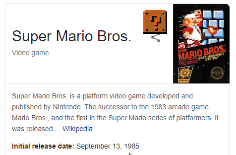 Super Mario bros knowledge panel