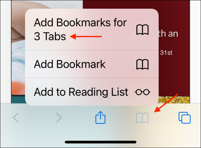 Tap Add Bookmarks For Tabs