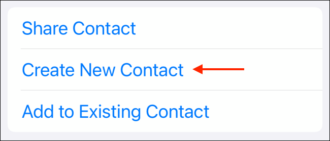 Tap Create New Contact