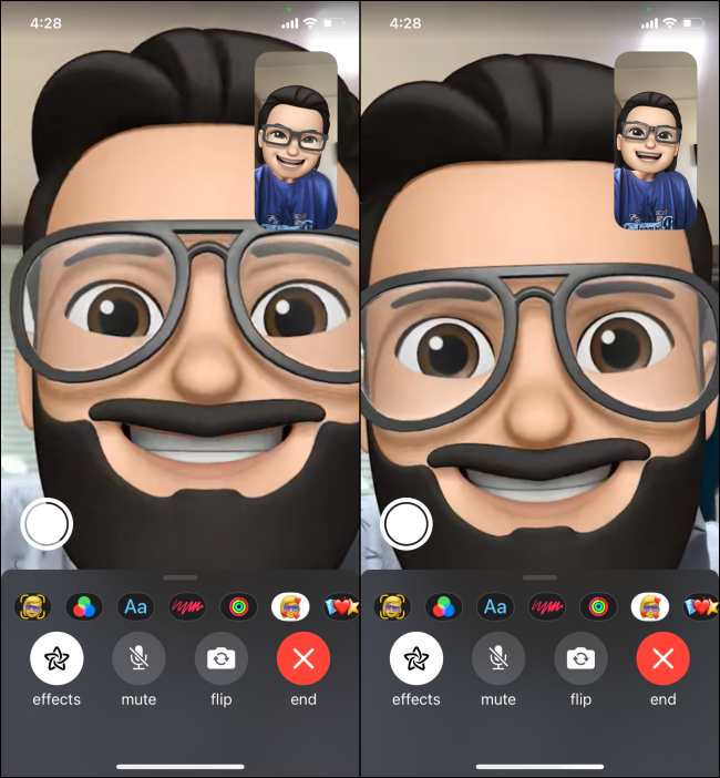 Using FaceTime with Memoji Full Screen View
