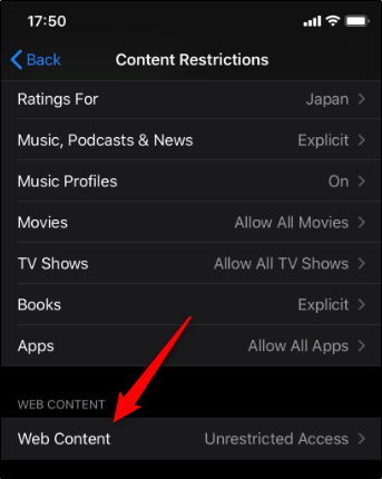 Web content option