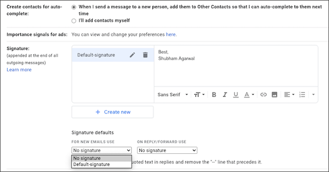Add your email signature to Gmail