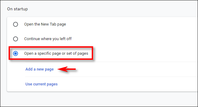 In Chrome settings, click "add page."