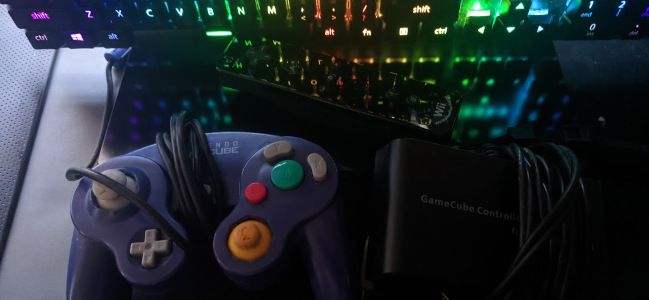 Gamecube controller connected to a PC via USB