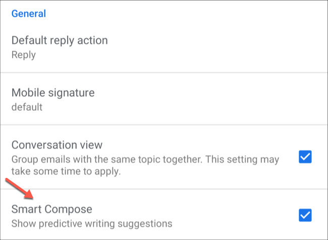 Enable Smart Compose on Gmail app