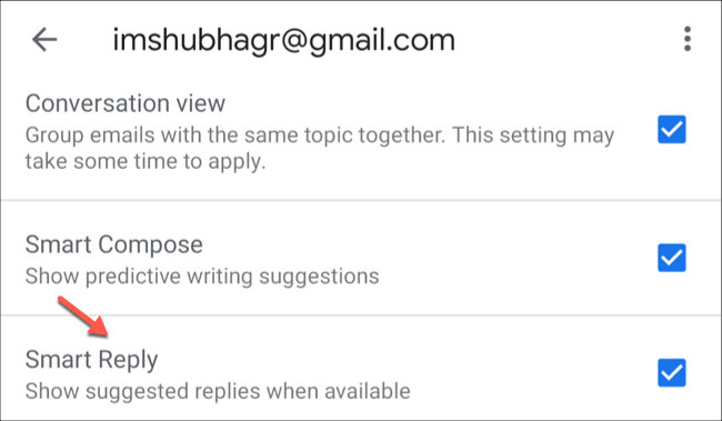 Enable Smart Reply on Gmail app