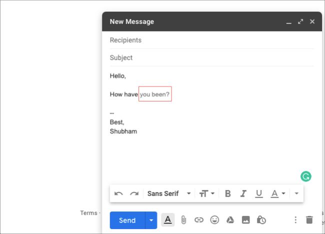 Gmail Smart Compose demo