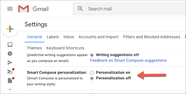 Enable Personalization for Gmail Smart Compose