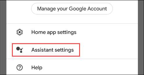 select google assistant settings