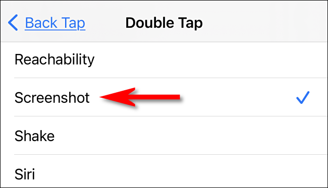 In Back Tap settings, select "image" on iPhone.