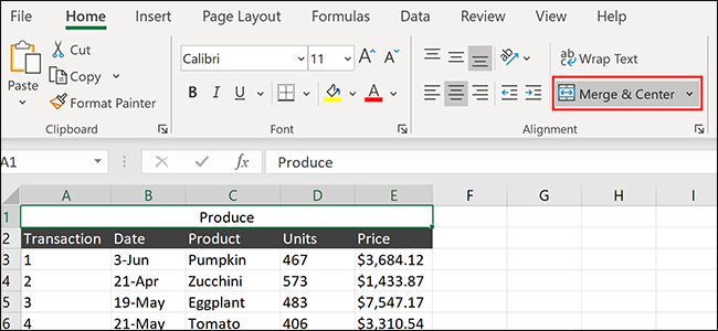 Click &quot;Merge &amp; Center&quot; in Excel