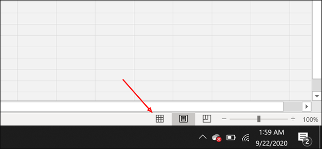Click the &quot;Normal&quot; page layout button in Excel