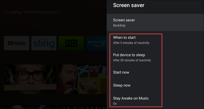 screen saver preferences