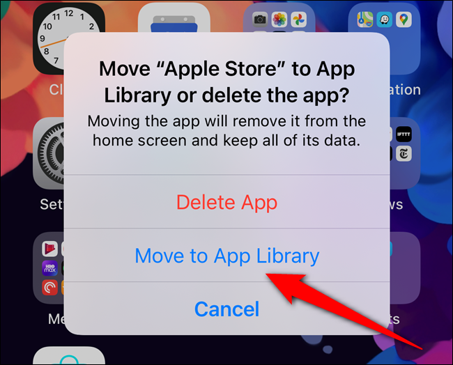 Select the "Move to App Library" button