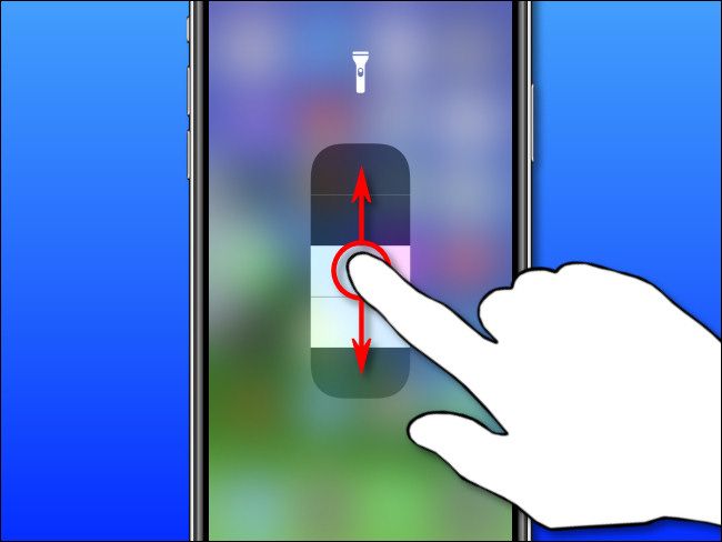 Slide your finder on the iPhone adjustment gauge to adjust brightness.
