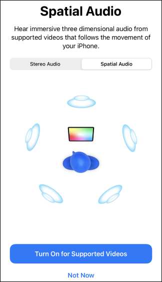 The Spatial Audio test screen on an iPhone.