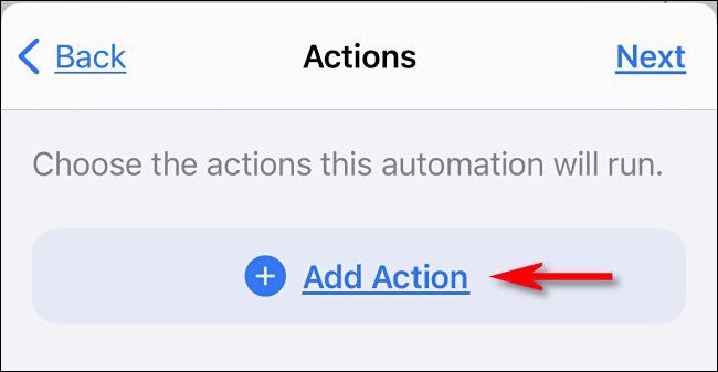 In Apple Shortcuts on iPhone, tap "Add Action."