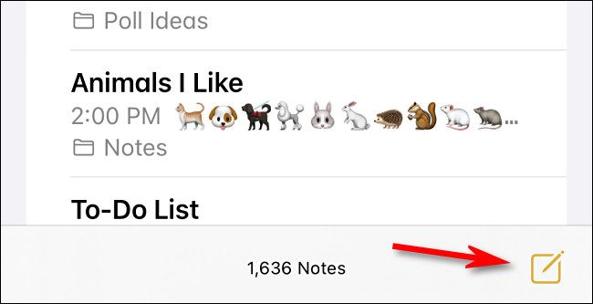 In Notes, tap the new note button.