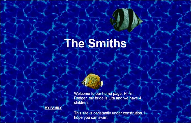 Screenshot of a personal GeoCities website created by The Smiths.