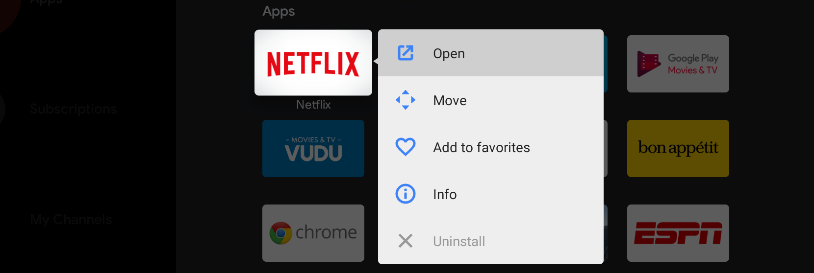 android tv can't uninstall some apps
