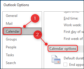 Outlook's &quot;Calendar options&quot; settings.