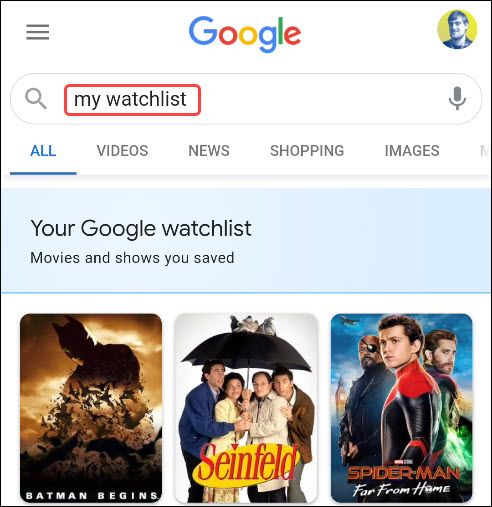 search for my watchlist