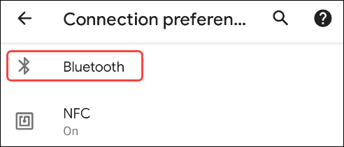 select bluetooth from connection preferences