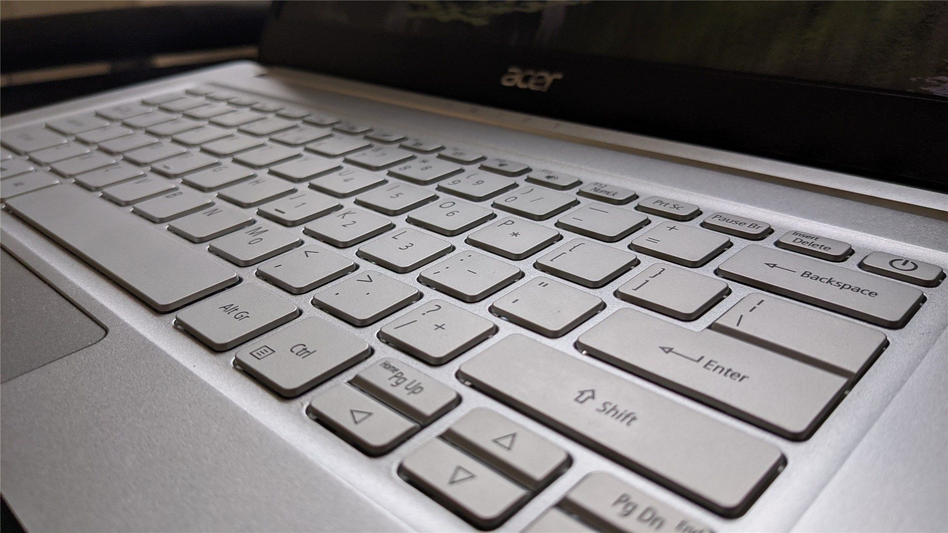 A macro shot of the keyboard on the Acer Swift 3